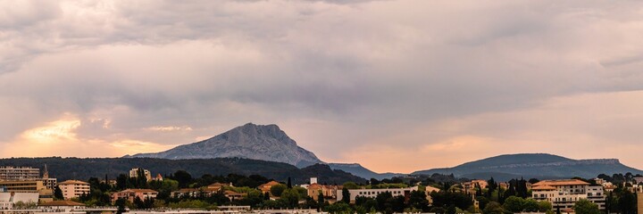 the Sainte Victoire mountain in the morning light