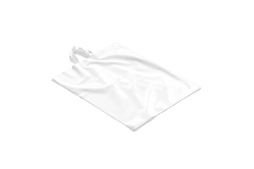 Blank white loop handle plastic bag mockup, side view
