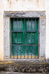 Old closed window of town