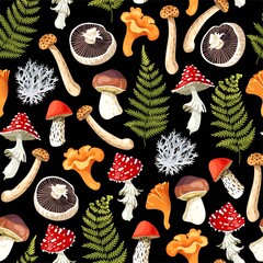 Vector seamless pattern with edible raw mushrooms - 430168171