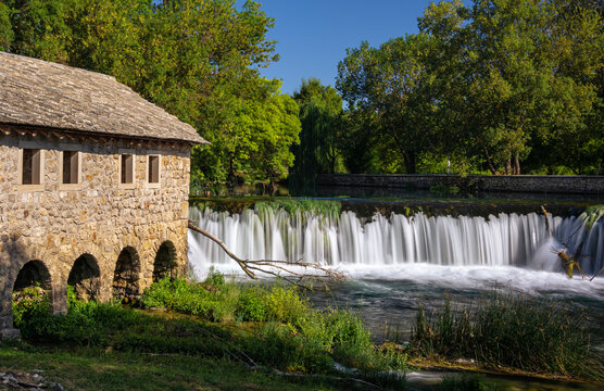 Old mill Čevelju&scaron;a over Trebizat river in Bosnia and Herzegovina