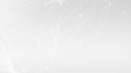 Abstract white gray polygon tech network with connect technology background. Abstract dots and lines texture background. 3d rendering.