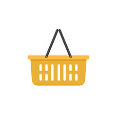 Empty plastic shopping basket, supermarket basket for groceries.
