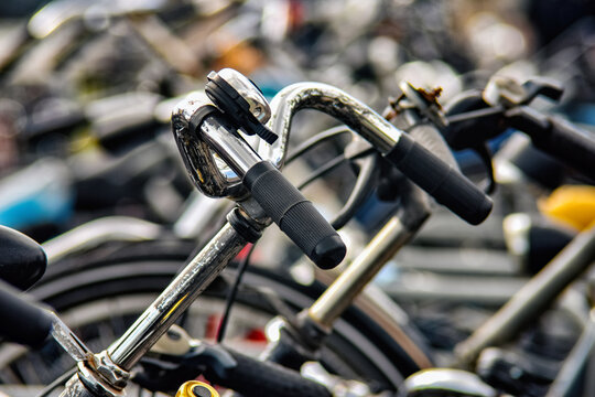 bicycle parking fragment, blurred image