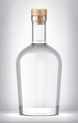 Glass Bottle on background with Cork. 