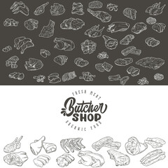 Fresh raw meat engraved design