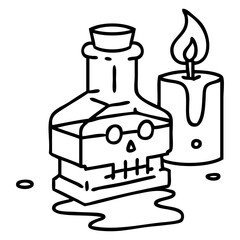 magic potion in fancy bottle with candle