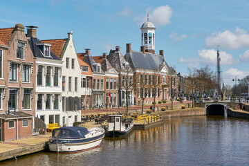 View on Dokkum in The Netherlands with the 17th century town hall. Dokkum is one of the Frisian...