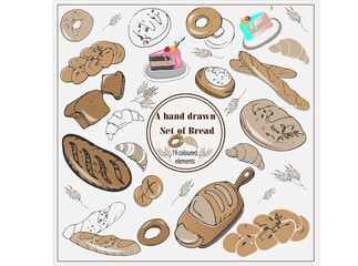 a hand drawn set of bread
