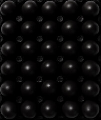 Dark Black Painted  Eggs. Flat Lay Abstract Pattern of Food. Top Down View.