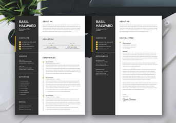 Resume Layout Set with Black Sidebar