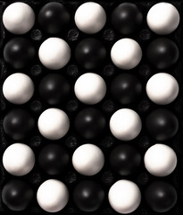 Black and White Eggs. Cultural Diversity Concept Image. Flat Lay Abstract Pattern
