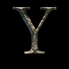 3d letter made of cracked rock for movie of game logo