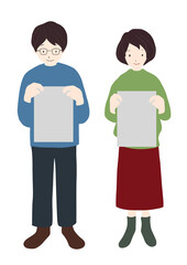 父の日や母の日、勤労感謝の日、誕生日などに使える、画用紙型のコピースペースがある手描きイラストセット