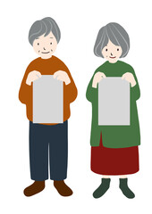 敬老の日や誕生日、祝い事や絵画コンクール、ステイホームでなかなか会うことができないおじいちゃん・おばあちゃんへのお手紙をイメージしても使える、画用紙型のコピースペースがある手描きのイラストセット