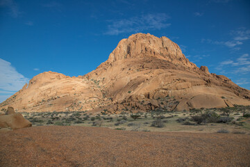 Mount Spitzkoppe, formed when part of a giant volcano collapsed, resulting in many interesting and bizarre rock formations