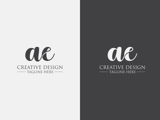 Obraz premium Abstract small letter ae logo. This logo icon incorporate with abstract cross line logo in the creative way. black and white bacground logo.