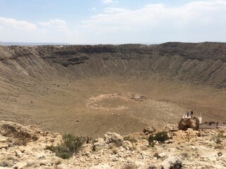 Medium close up of the center part of the Meteor Crater, a natural landmark of meteorite impact...