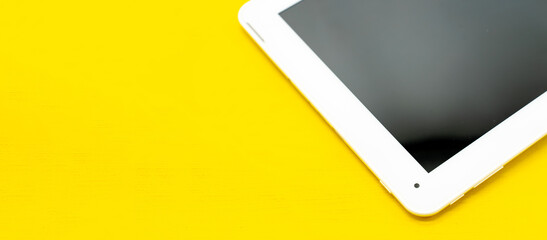 tablet on a yellow background with a blank space for your text