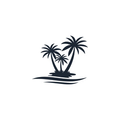 coconut tree icon vector illustration logo template - obrazy, fototapety, plakaty