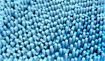 Obraz premium Voxel colourful abstract background Illuminated cubes 3D render. Business, science and technology concept background
