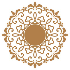 Decorative frame Elegant vector element for design in Eastern style, place for text. Floral brown and white border. Lace illustration for invitations and greeting cards