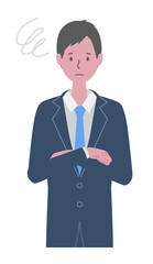  困っている　スーツを着た男性