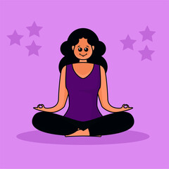 Fototapeta na wymiar yoga purple clothe woman character