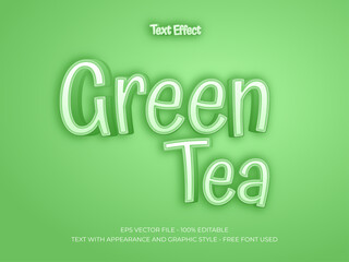 Green text effect vector. Editable text effect. Beauty green tea letter comic style.