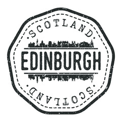 Fototapeta premium Edinburgh, UK Stamp Skyline Postmark. Silhouette Postal Passport. City Round Vector Icon. Vintage Postage Design.