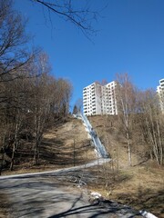 park with a very long stairs