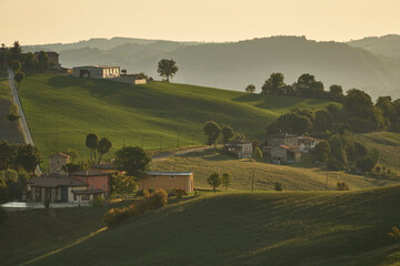 Early morning on the hills of Emilia Romagna, Italy - Italian landscape. 