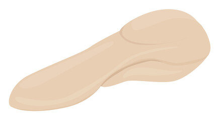 Beef or pork raw cutted tongue. Cartoon meat illustration Isolated on white background.
