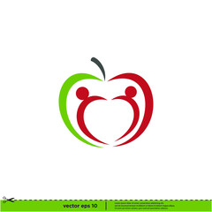 apple and healthy human shape icon vector logo template