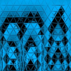 triangular mosaic patterns in bright blue on a black background as wavy line designs