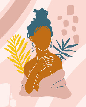 brunette woman and leafs