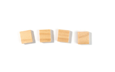 Top view, scraped wood tile in a square shape. Blank, enter a letter Isolated on white background. with copy space