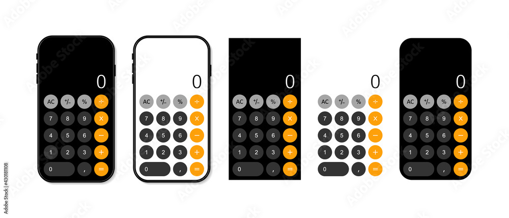 Poster calculator in mobile phone. app for calculate with interface in smartphone. number on calculator. so