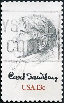 USA - 1977: shows Carl August Sandburg (1878-1967), by G Sauvage William A Smith 1952, poet, biographer and collector of American folk songs, 1977