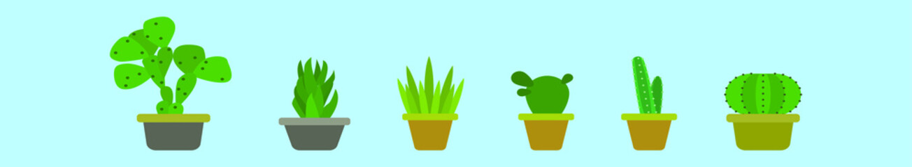 set of succulents cartoon icon design template with various models. vector illustration isolated on blue background