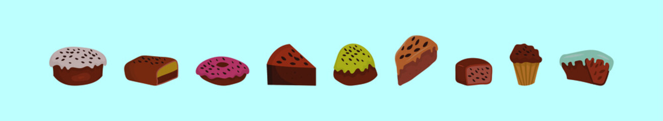 Set of raisin cartoon icon design template with various models. vector illustration isolated on blue background