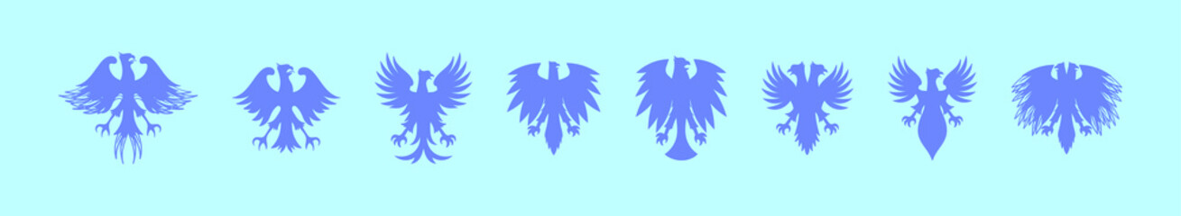 set of polish eagle cartoon icon design template with various models. vector illustration isolated on blue background