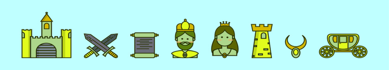 set of princes cartoon icon design template with various models. vector illustration isolated on blue background