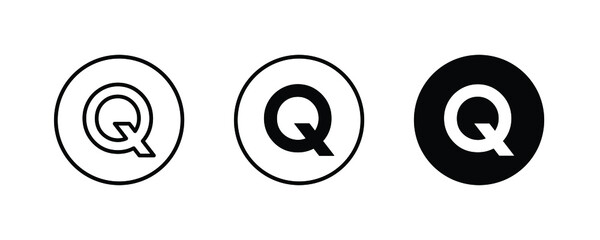 Q letter logo, Letter icons button, vector, sign, symbol, illustration, editable stroke, flat design style isolated on white.