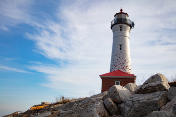 Fototapeta na wymiar Crisp Point Lighthouse in Michigan along Lake Superior