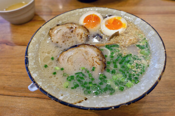 Japanese Pork Tonkotsu Ramen with Char Siu and Eggs