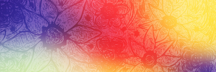 Hand drawing flowers, vector banner. Floral background.