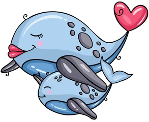 Foto op Plexiglas Happy mum whale with her son  © soniagoncalves