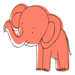 Vector image with an elephant in doodle style. Elephant for coloring.