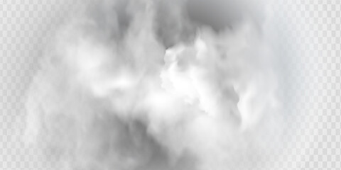 Transparent special effect stands out with fog or smoke. White cloud vector.